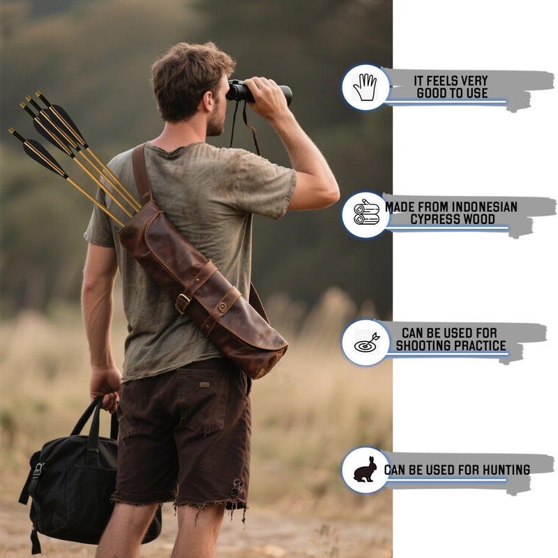 e5e10 33inch Wooden Arrows Handmade Tradition Target Arrows with Turkey Feather Fletching with Field Points for Recurve Bow Longbow Archery Practice 12PACK - Image 4
